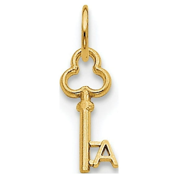 14k Yellow Gold A Key Charm - .3 Grams - Measures 15.53x6.88mm Wide