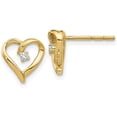 thumbnail image 1 of 14k Yellow Gold AA Diamond Heart Earrings - 10mm Natural Diamonds, 1 of 3