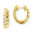 thumbnail image 1 of 14k Yellow Gold AAA Real Diamond Hinged Hoop Earrings, 1 of 2