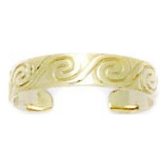 14k Yellow Gold Adjustable Beautiful Engraved Body Jewelry Toe Ring