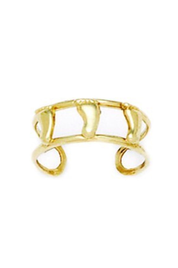 14k Yellow Gold Adjustable Double Row With Feet Body Jewelry Toe Ring