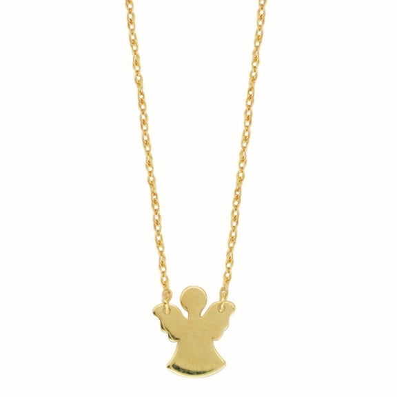 14k Yellow Gold Adjustable Mini Angel Cut Out Necklace Rope Spring Ring Closure - 18 Inch