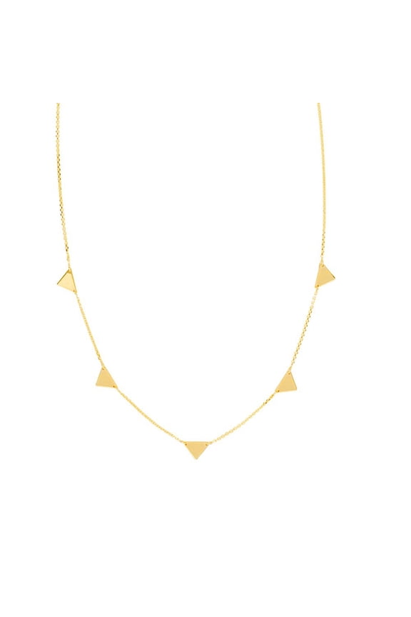 14k Yellow Gold Adjustable Mini Triangulation Necklace 5 Triangle Cable Chain - 2.2 Grams - 18 Inch
