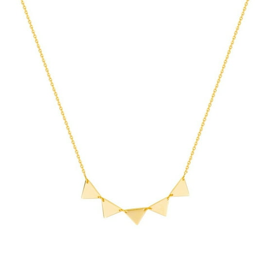 14k Yellow Gold Adjustable Triangle Connection Necklace (5 Triangle - 2.2 Grams - 18 Inch