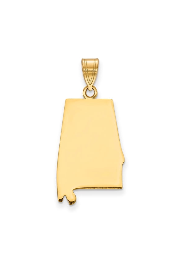 14k Yellow Gold Alabama State Pendant Necklace for Women or Unisex Wear, Southern Map Outline Charm Jewelry, Dainty USA Keepsake Symbolizing Regional Pride