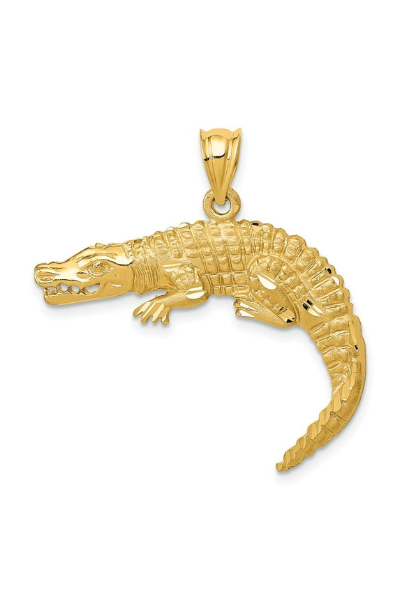 14k Yellow Gold Alligator Pendant Charm