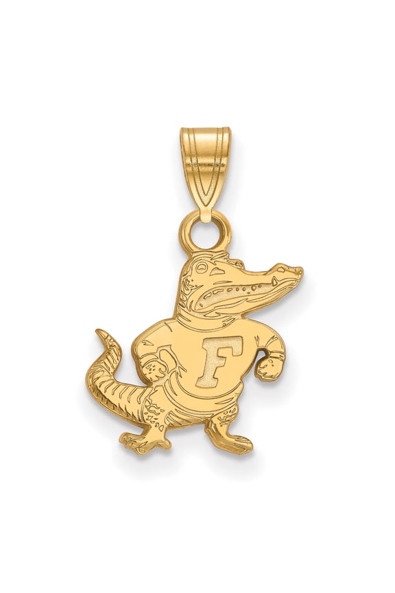 14k Yellow Gold Alligator Pendant with F Shirt, Stylized Gator Mascot Necklace for Men and Women, College Sports Fan Jewelry, University Pride Accessory