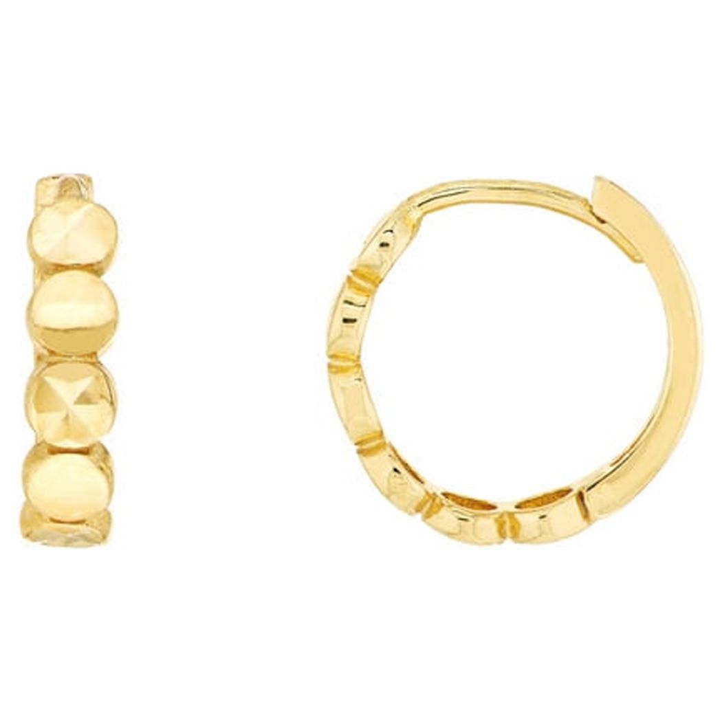 14k Yellow Gold Alternating Sparkle Cut and High Polish Disk Pattern Baby Earrings Jewelry Gifts for Women - image 1 of 6