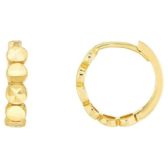 14k Yellow Gold Alternating Sparkle Cut and High Polish Disk Pattern Baby Earrings Jewelry Gifts for Women