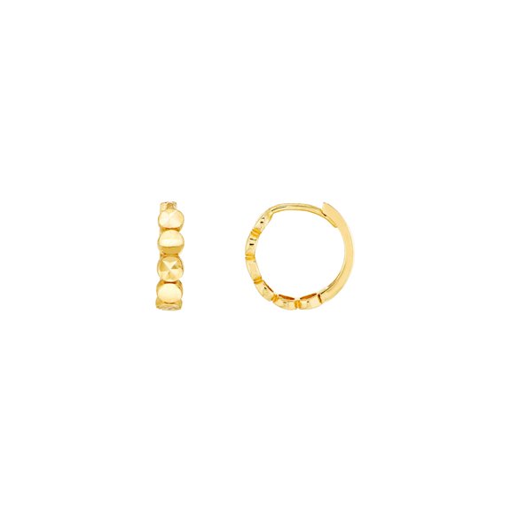 14k Yellow Gold Alternating Sparkle-Cut and High Polish Disk Pattern Earrings Stud Earring for Women