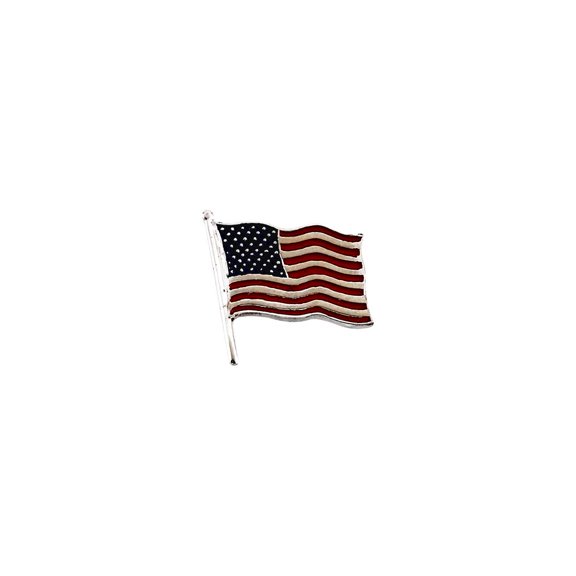 14k Yellow Gold American Flag Lapel Pin 17.5x17mm Color Brooches and Pin for Men - 2.8 Grams