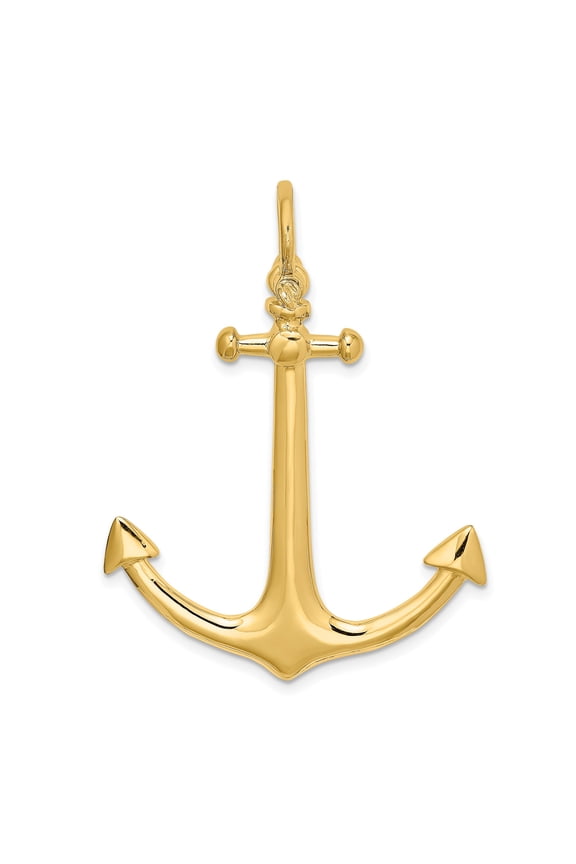 14k Yellow Gold Anchor Pendant for Men or Women, Nautical Maritime Necklace Symbolizing Strength, Hope, Faith, Ocean-Inspired Spiritual Jewelry, Christian Style Accessory