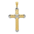 thumbnail image 1 of 14k Yellow Gold And Rhodium Greek Key Cross Pendant Charm, 1 of 3