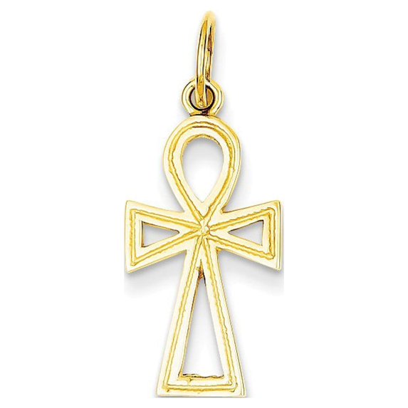 14k Yellow Gold Ankh Cross Charm - 1.1 Grams - Measures 17x10mm