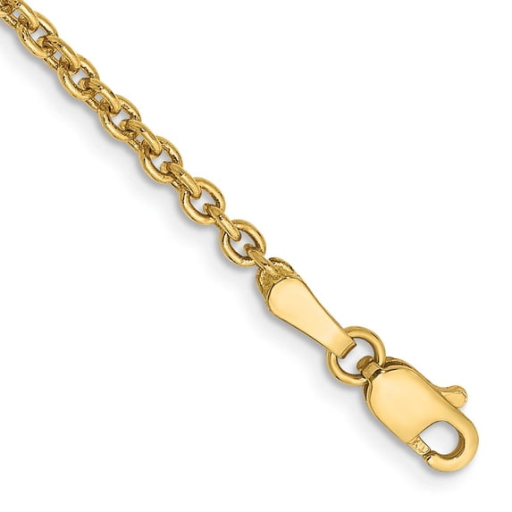 14k Yellow Gold Anklet 10 inch 2.2 mm Forzantine Cable with Lobster Clasp