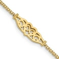 thumbnail image 1 of 14k Yellow Gold Anklet 10 inch mm Polished Filigree Heart 10inch, 1 of 4