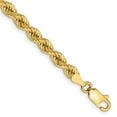 thumbnail image 1 of 14k Yellow Gold Anklet 9 inch 4 mm Regular Rope with Lobster Clasp Chain, 1 of 2