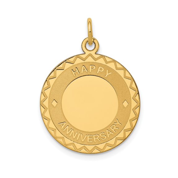 14k Yellow Gold Anniversary Pendant Necklace for Women or Unisex with Geometric Accents, Round Romantic Jewelry for Love and Relationship Milestones, Modern Sentimental Style