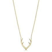 FREMADA KoolJewelry 14k Yellow Gold Antler Adjustable Length Necklace (adjusts to 17" or 18")