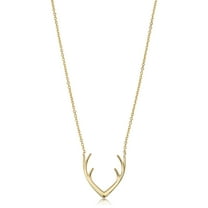 KoolJewelry 14k Yellow Gold Antler Adjustable Length Necklace (adjusts to 17" or 18")