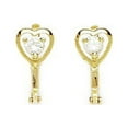 thumbnail image 1 of 14k Yellow Gold April Clear 3mm Cubic Zirconia Heart Leverback Earrings - Measures 12x5mm, 1 of 2