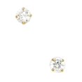 thumbnail image 1 of 14k Yellow Gold April Clear 3mm Round Cubic Zirconia Basket Set Earrings Stud Earring for Women, 1 of 2