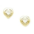 thumbnail image 1 of 14k Yellow Gold April Clear 3x3mm CZ Heart Screw-Back Earrings - Measures 8x7mm, 1 of 2
