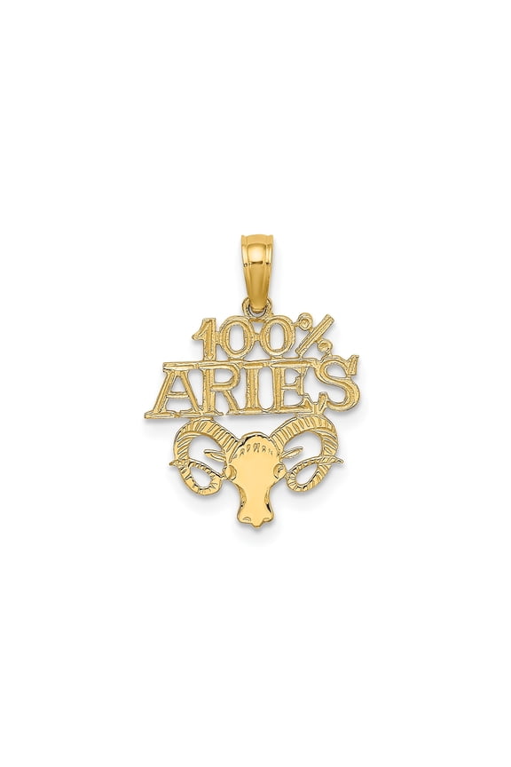 14k Yellow Gold Aries Pendant Necklace with Ram Head Symbol, Zodiac Astrology Charm for Men and Women, Spiritual Talisman Jewelry for Strength and Individuality