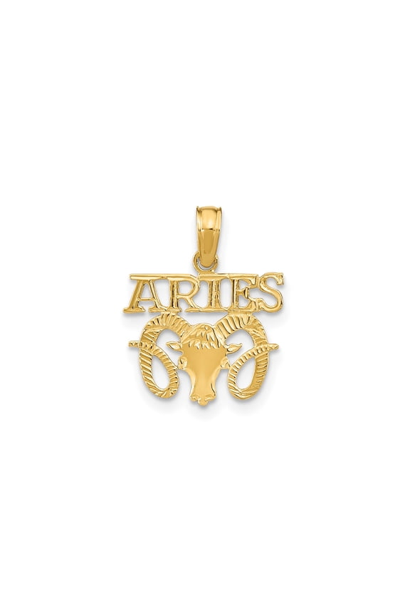 14k Yellow Gold Aries Zodiac Ram Head Medallion Pendant, Unisex, Jewelry Stores Network