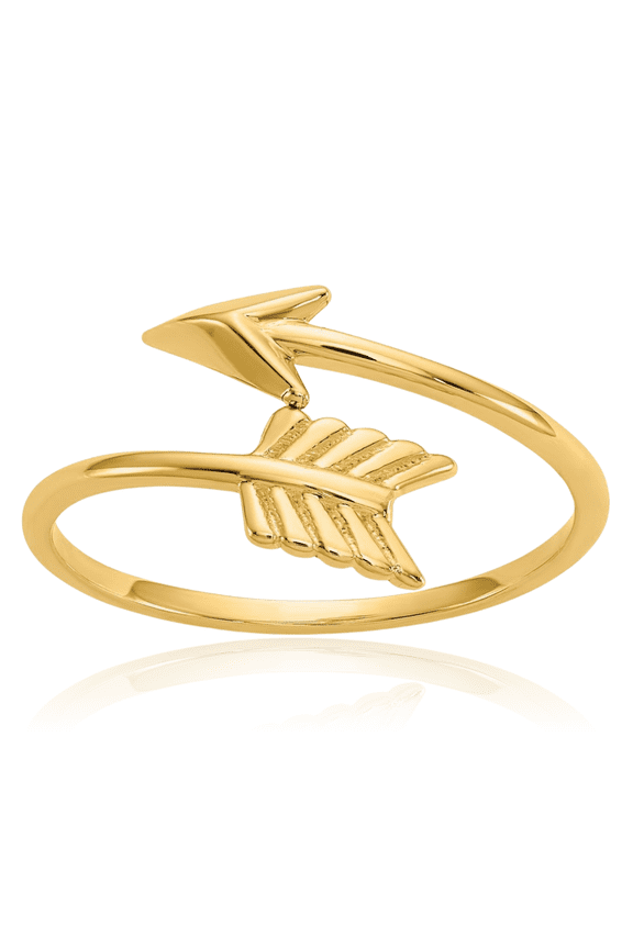 14K Solid Yellow Gold Arrow Ring