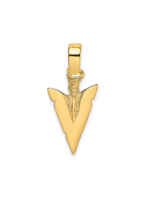 14k Yellow Gold Arrowhead Pendant with Tribal Design, Unisex, Jewelry Stores Network