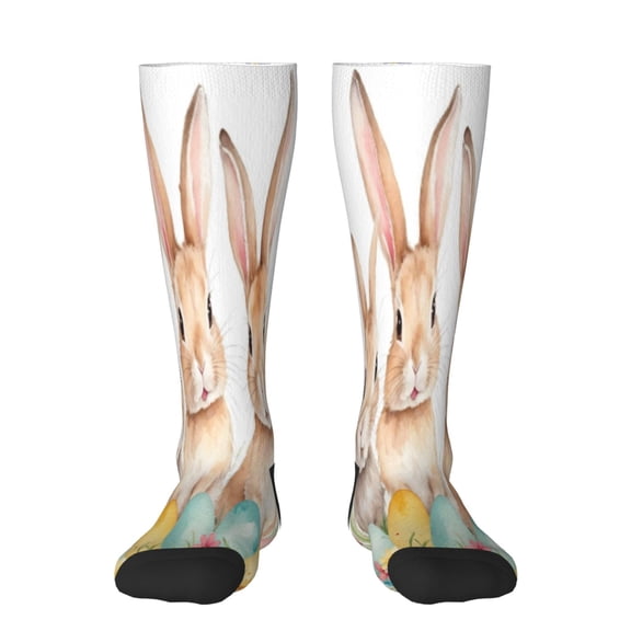 Xecao Happy Easter Print Compression Socks for Both Men And Women for Running, Travel, Flight, Nurse