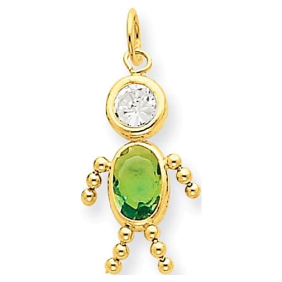 14k Yellow Gold August Boy Birthday Month Colored Stone Charm