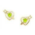 thumbnail image 1 of 14k Yellow Gold August Green CZ Cupids Arrow Screw-Back Earrings - Measures 9x9mm, 1 of 2