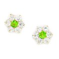 thumbnail image 1 of 14k Yellow Gold August Green CZ Large Flower Screw-Back Earrings - Measures 9x10mm, 1 of 2