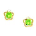 thumbnail image 1 of 14k Yellow Gold August Green CZ Medium Flower Screw-Back Earrings - Measures 7x7mm, 1 of 2
