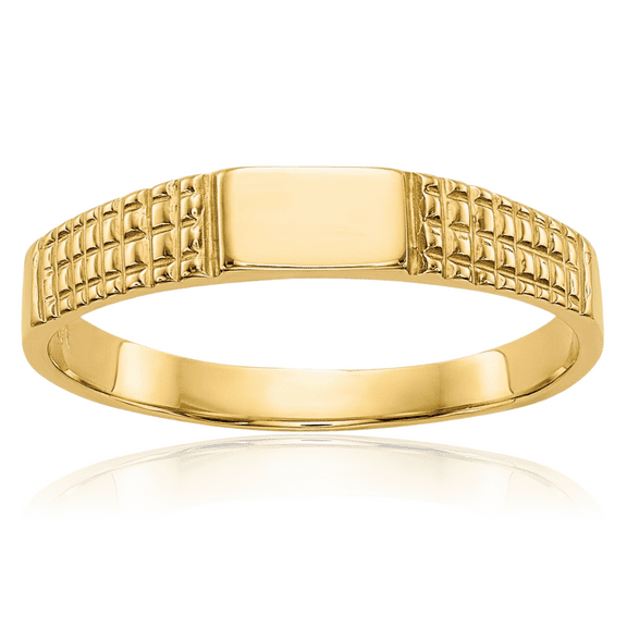 14K Solid Yellow Gold Signet Band Ring