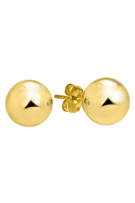 JewelStop 14K Yellow Gold Ball Stud Earrings - 2mm 3mm 4mm 5mm 6mm 7mm 8mm 10mm