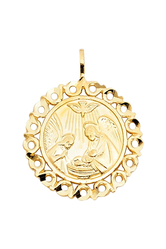 14k Yellow Gold Baptism Charm Pendant (20mm x 20mm)