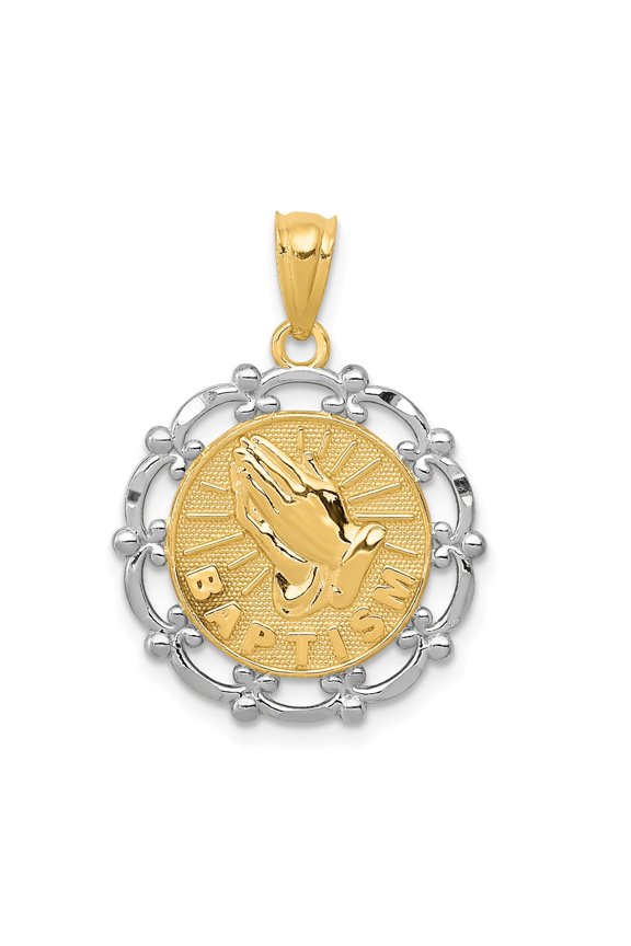 14k Yellow Gold Baptism Pendant Charm