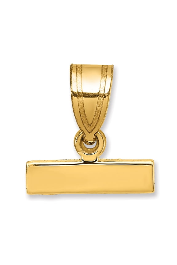 14k Yellow Gold Bar Pendant for Women or Unisex, Minimalist Rectangle Charm with Polished Finish, Engravable Flat Tag Necklace Symbolizing Personalization and Style