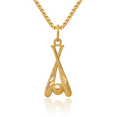 thumbnail image 1 of 14K Solid Yellow Gold Baseball Bats Ball Necklace Softball Charm Sports Pendant, 1 of 8