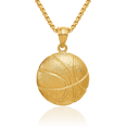 thumbnail image 1 of 14K Solid Yellow Gold Basketball Necklace Charm Sports Pendant, 1 of 8