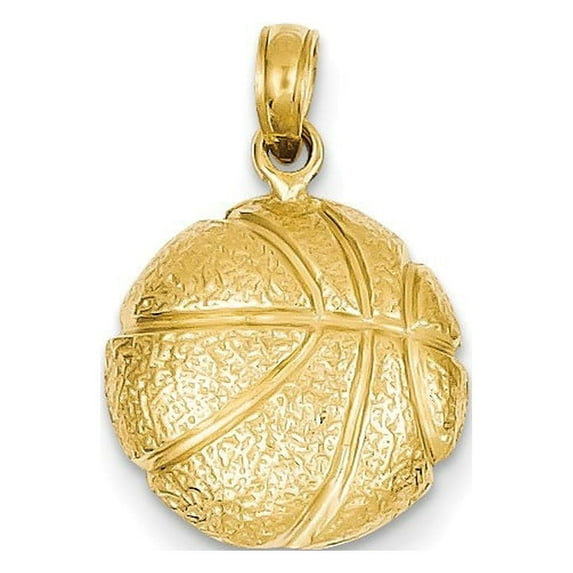 14k Yellow Gold Basketball Pendant - 1.5 Grams - Measures 21.1x14.1mm