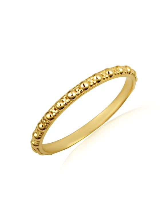 14k Yellow Gold Beaded Bubble Eternity Band Ring (Size 5)