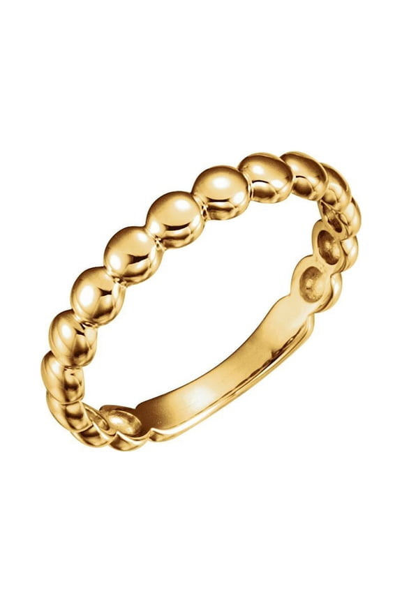 14k Yellow Gold Beaded Stackable Ring -- Size 6.5 - 2.3 Grams