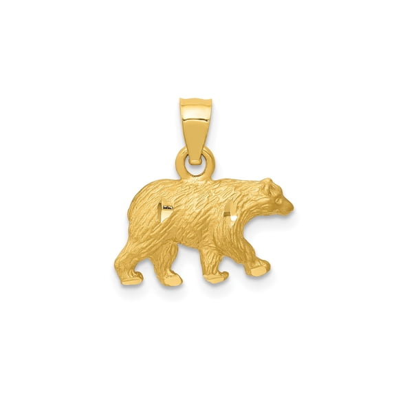 14k Yellow Gold Bear Pendant for Men and Women, Textured Animal Totem Charm Symbolizing Strength and Courage, Unisex Nature Jewelry for Necklaces, Wilderness-Inspired Wildlife Accessory