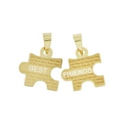 GIVEMEGOLD 14k Yellow Gold, Best Friends Sharing Puzzle 2 Pieces Pendant Charms Laser Engraved 15mm NO Necklace