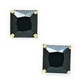 thumbnail image 1 of 14k Yellow Gold Black 6x6mm Square Cubic Zirconia Basket Set Earrings, 1 of 2