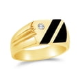 thumbnail image 1 of 14k Yellow Gold Black Onyx Men's with CZ Cubic Zirconia Ring , Size 10.5, 1 of 2